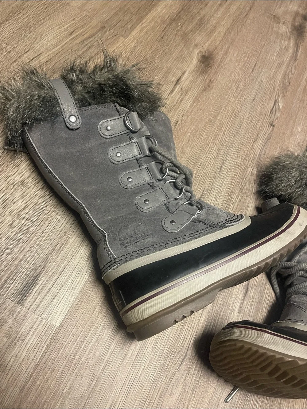 Sorel Joan of Arctic - Quarry, Black Tall Furry Snow Boots